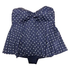 Tropical ESCAPE Navy Blue & White Strapless Polka Dot One-Piece Swimsuit Size 16